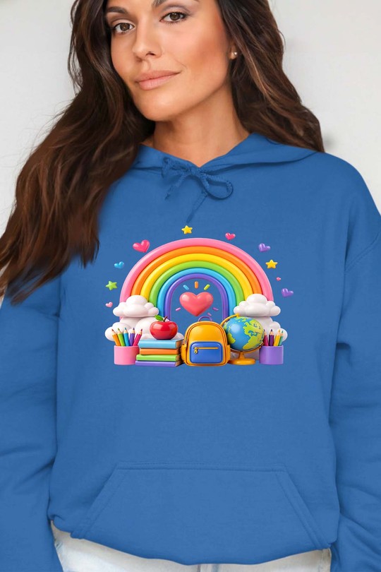 rainbow  school - Sweat Capuche Femme-BLEU ROI
