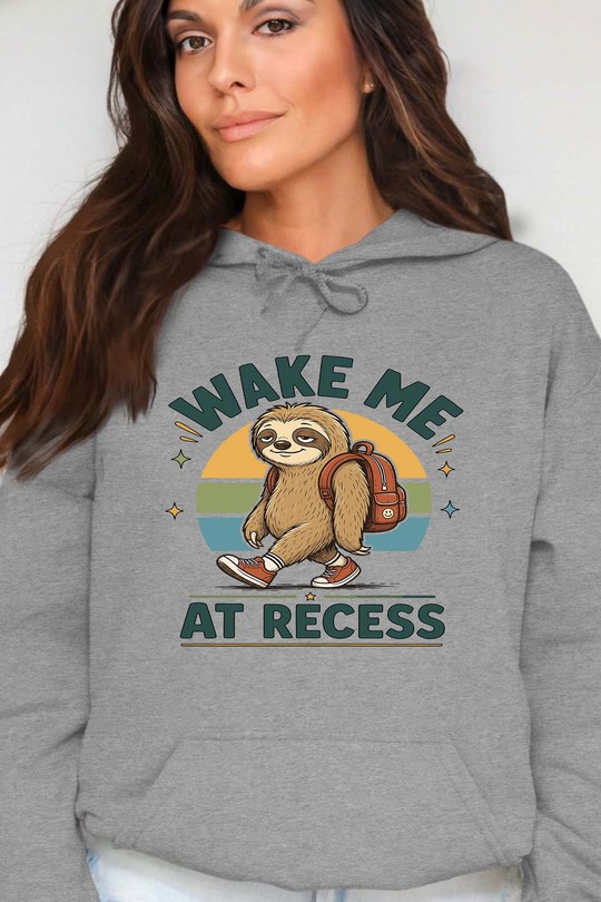 Wake Me At Recess - Sweat Capuche Femme-GRIS