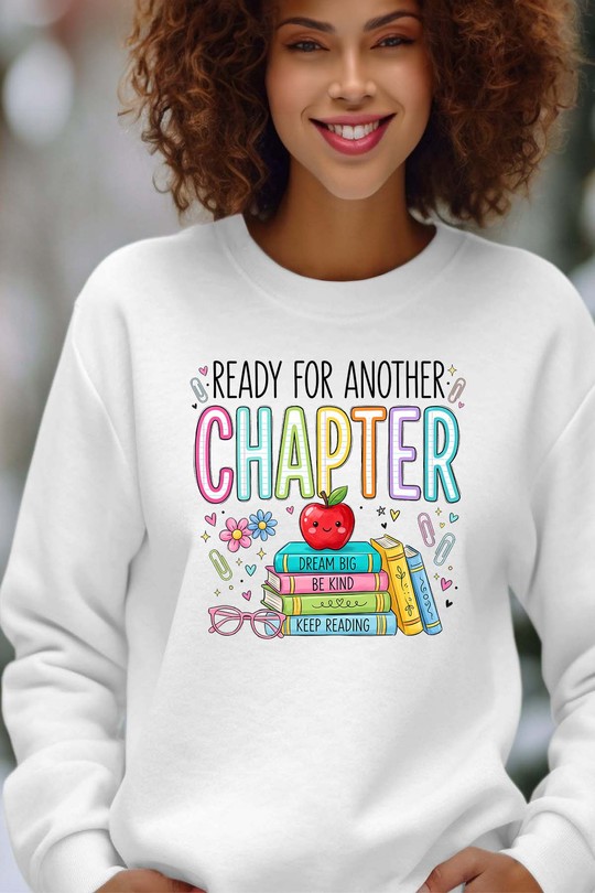 ready for another chapter - Sweat Col Rond Femme-BLANC
