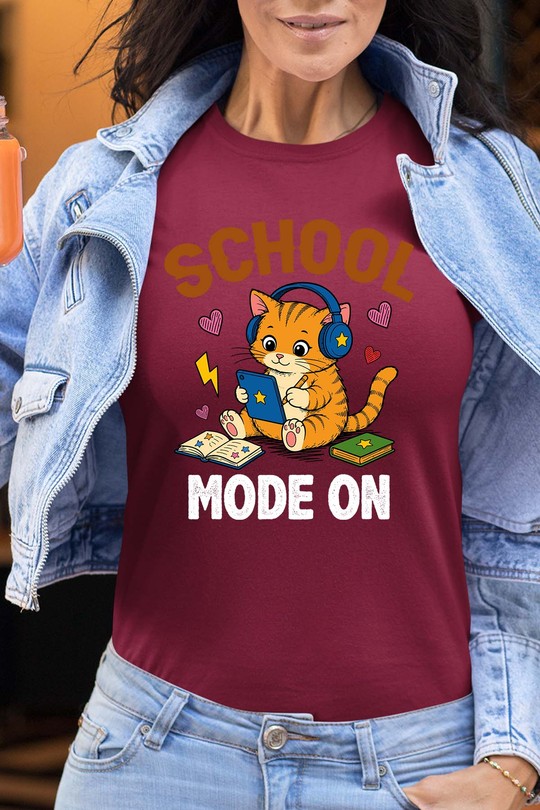 school Mode on - Tshirt Femme-BORDEAUX