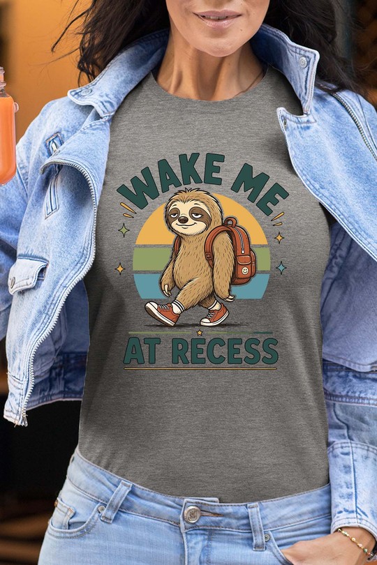 Wake Me At Recess - Tshirt Femme-GRIS