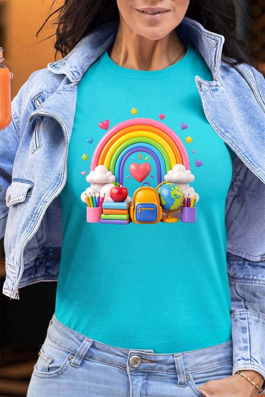rainbow  school - Tshirt Femme - FC-TURQUOISE