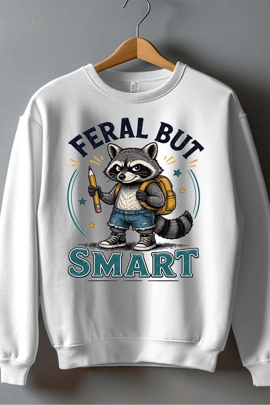 Feral but smart - Sweat Col Rond Homme-BLANC
