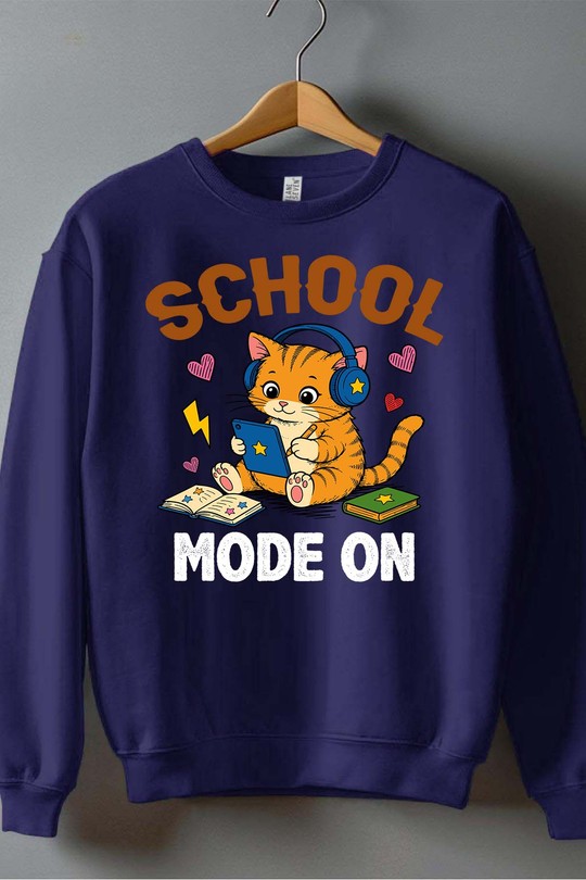 school Mode on - Sweat Col Rond Homme-MARINE