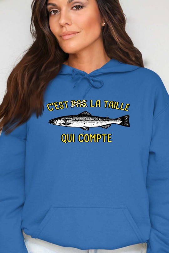 Taille compte poisson - Sweat Capuche Femme-BLEU ROI
