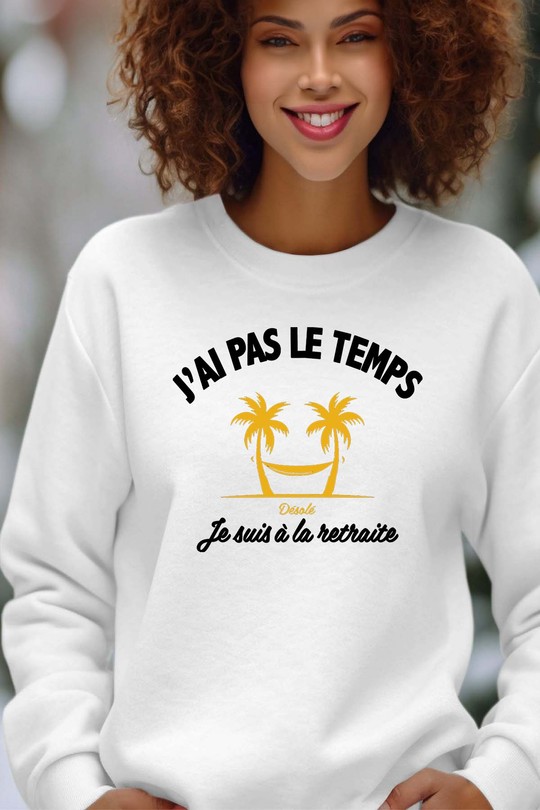 Pas tps Retraite - Sweat Col Rond Femme-BLANC