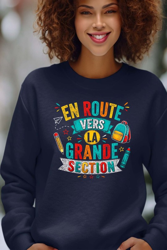 route Grd section - Sweat Col Rond Femme-MARINE