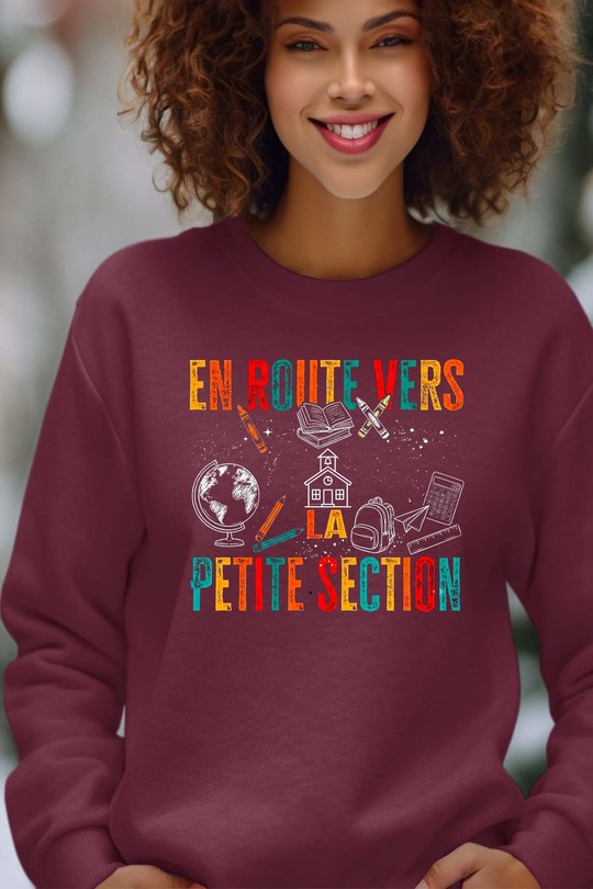 Route Ptite Section - Sweat Col Rond Femme-BORDEAUX