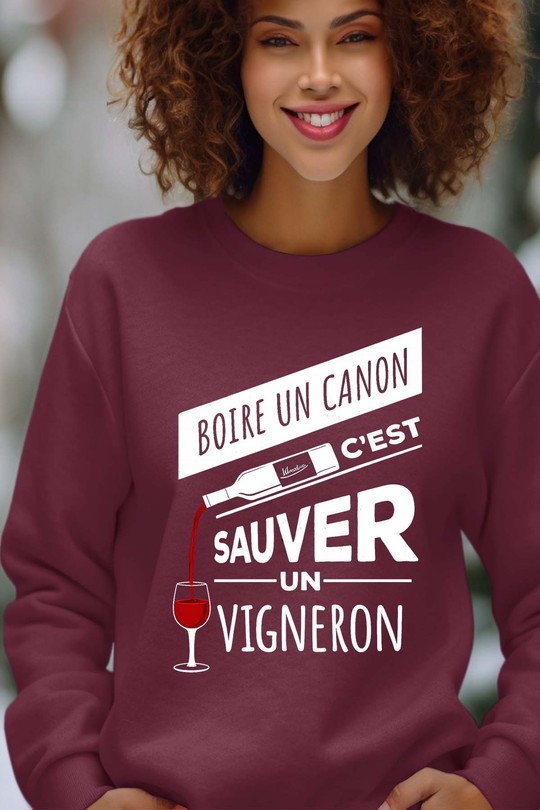 Sauver vigneron - Sweat Col Rond Femme-BORDEAUX