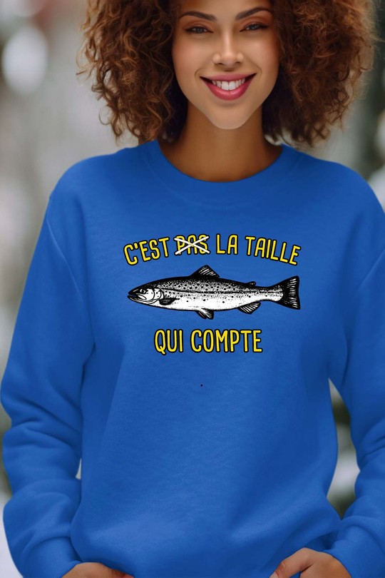 Taille compte poisson - Sweat Col Rond Femme-BLEU ROI