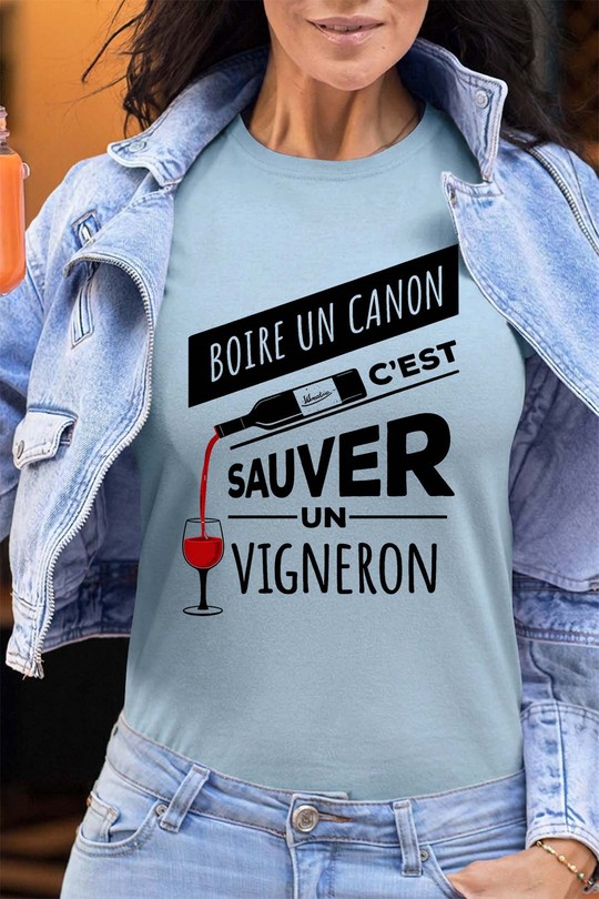Sauver vigneron - Tshirt Femme - FC-BLEU CIEL