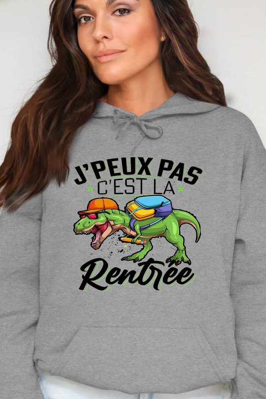 jp pas trex  rentrer - Sweat Capuche Femme-GRIS