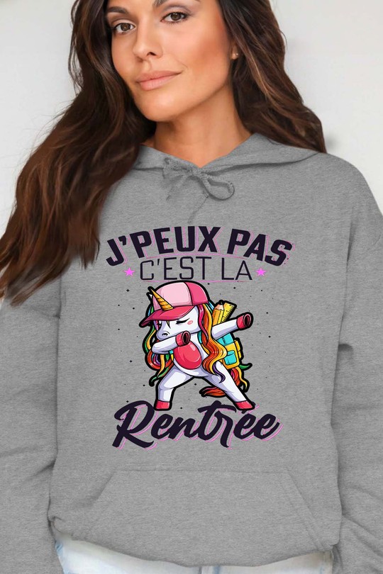 jp pas unicorn rentrer - Sweat Capuche Femme-GRIS