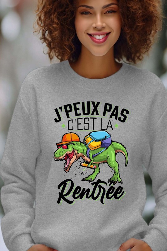 jp pas trex  rentrer - Sweat Col Rond Femme-GRIS
