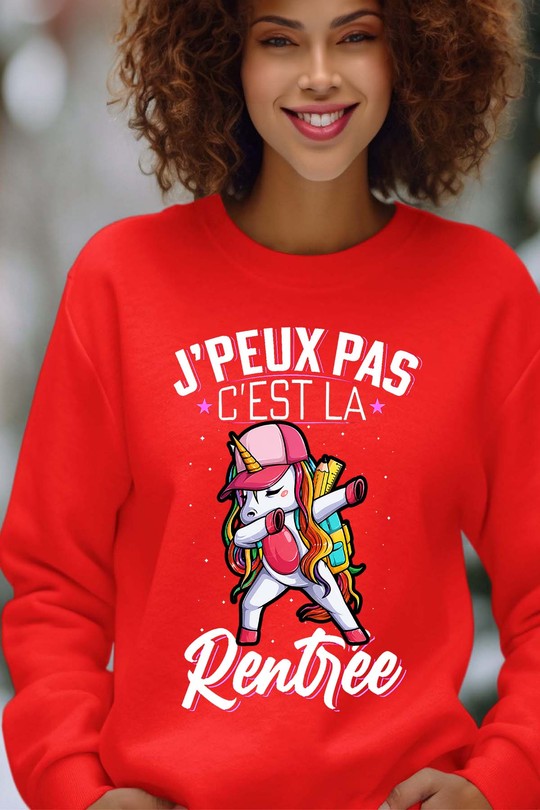 jp pas unicorn rentrer - Sweat Col Rond Femme-ROUGE