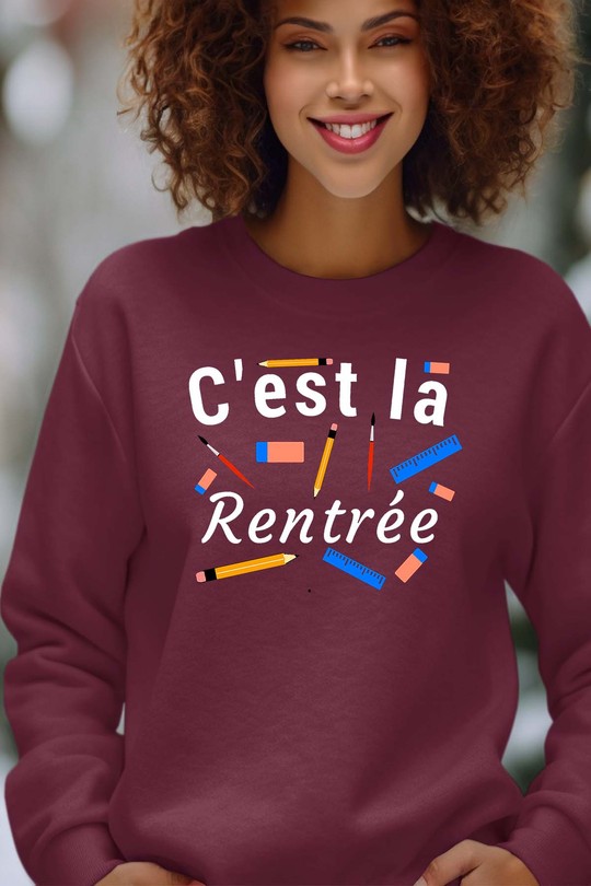 la rentree tools - Sweat Col Rond Femme-BORDEAUX