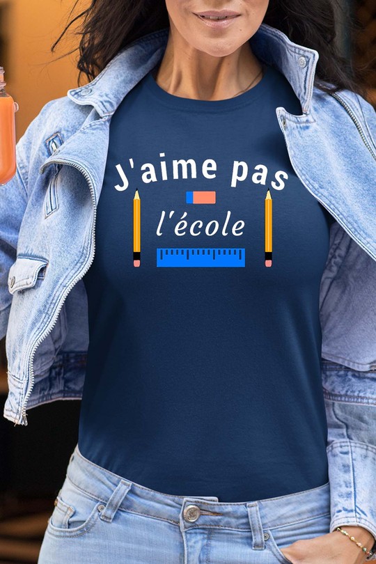 j aime pas l ecole - Tshirt Femme-MARINE