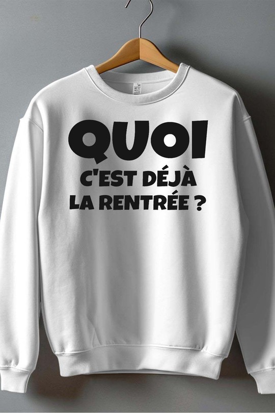 cest deja la rentree - Sweat Col Rond Homme-BLANC