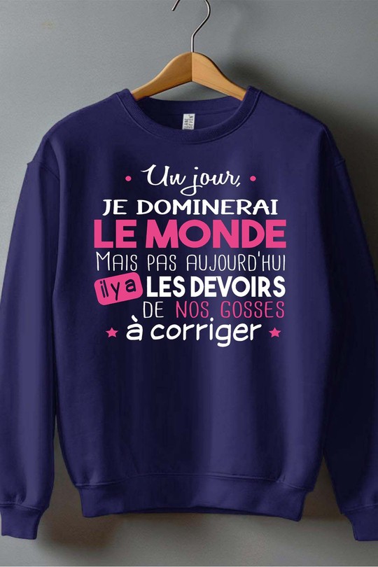 devoirs fete mere - Sweat Col Rond Homme-MARINE