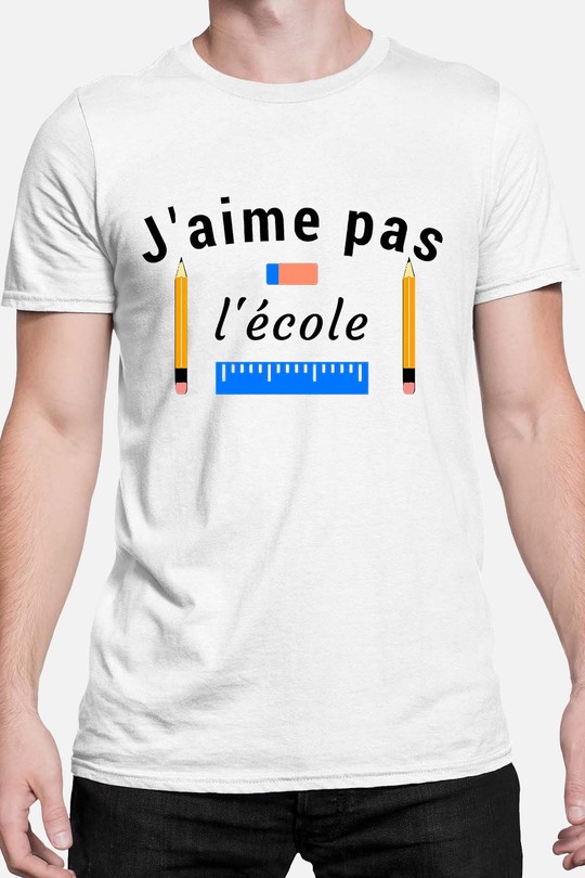 j aime pas l ecole - Tshirt Homme-BLANC
