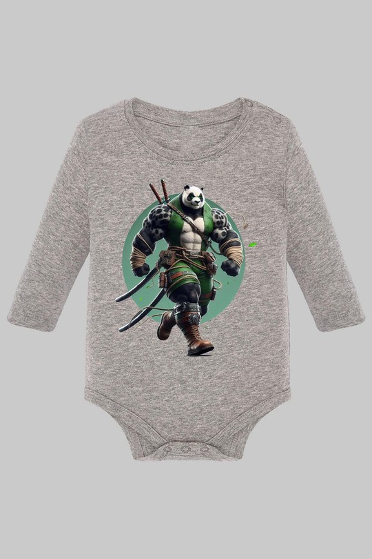 Mutant panda - Body Manche longue bébé-GRIS