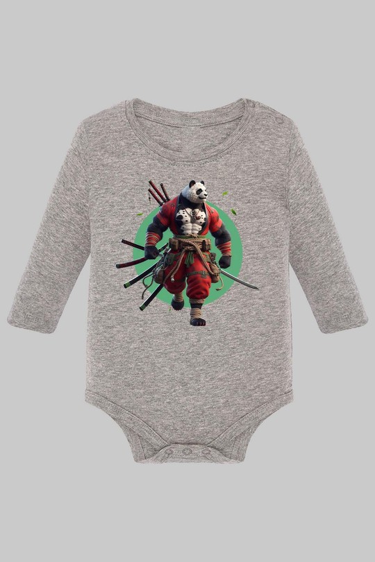Mutant Samorai panda - Body Manche longue bébé-GRIS