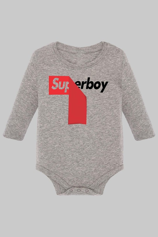 red stick superboy - Body Manche longue bébé-GRIS