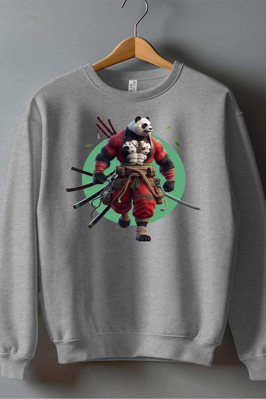 Mutant Samorai panda - Sweat Col Rond Homme-GRIS