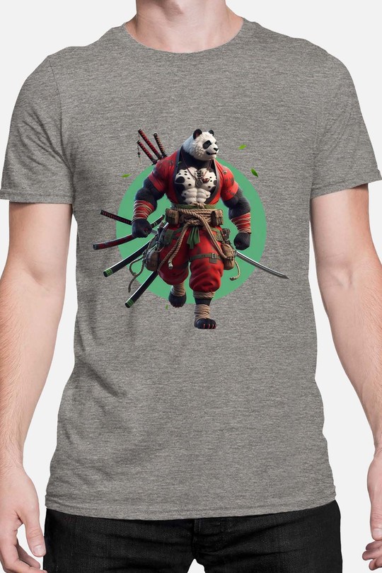 Mutant Samorai panda - Tshirt Homme-GRIS