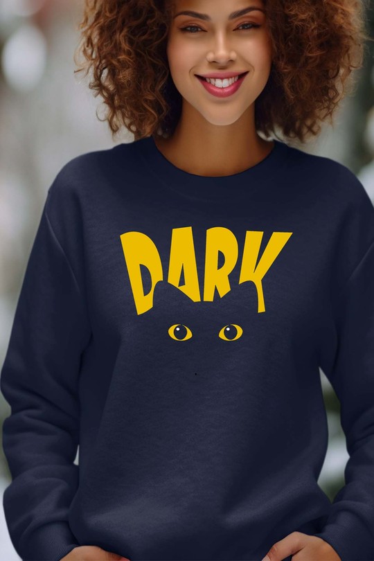 Dark cats - Sweat Col Rond Femme-MARINE