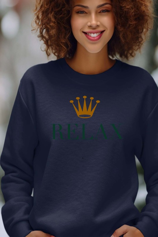 RELAX  crown - Sweat Col Rond Femme-MARINE