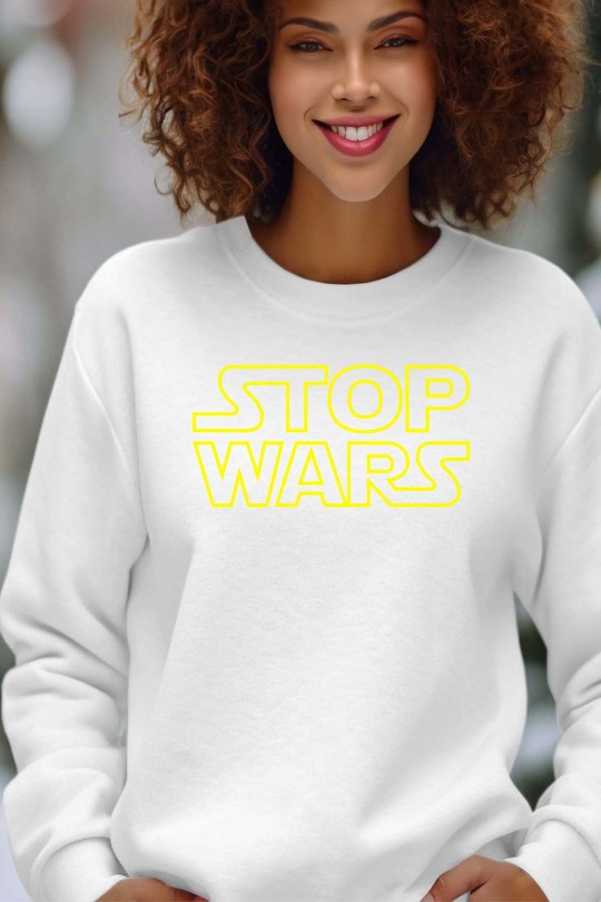 stop wars - Sweat Col Rond Femme-BLANC