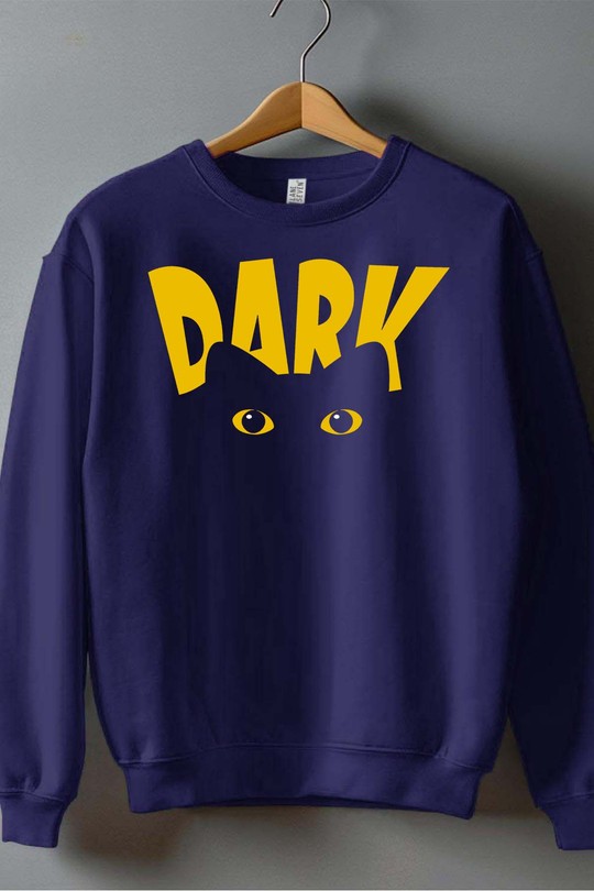 Dark cats - Sweat Col Rond Homme-MARINE