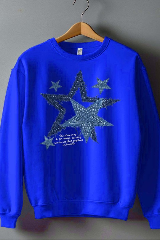 jeans stars - Sweat Col Rond Homme-BLEU ROI