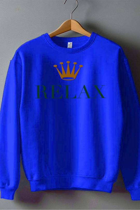 RELAX  crown - Sweat Col Rond Homme-BLEU ROI