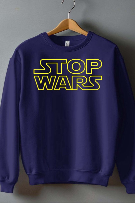 stop wars - Sweat Col Rond Homme-MARINE