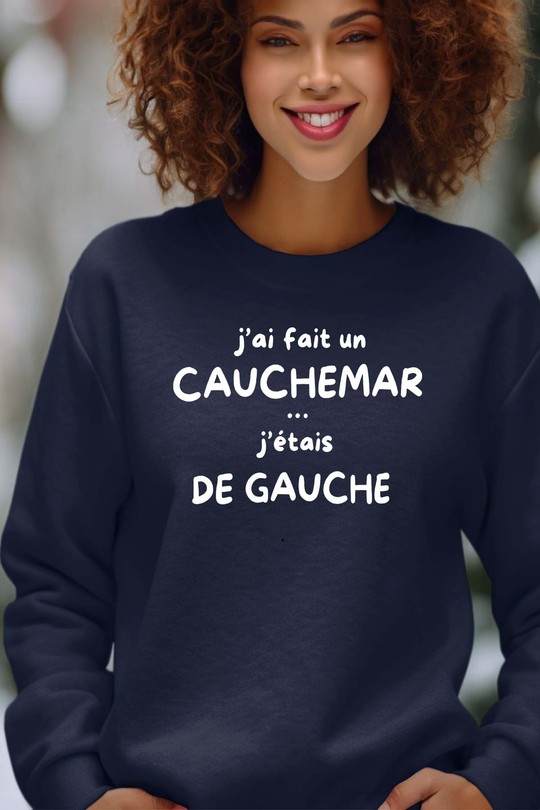 cauchemar de Gauche - Sweat Col Rond Femme-MARINE