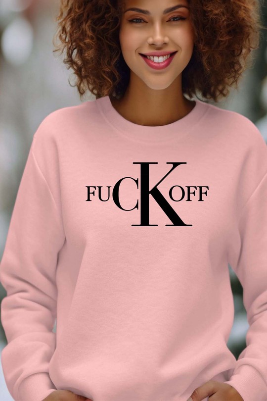 fuCK off - Sweat Col Rond Femme-ROSE