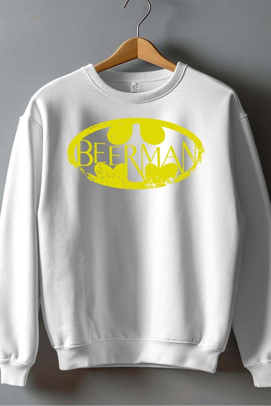 BAtbeerman - Sweat Col Rond Homme-BLANC