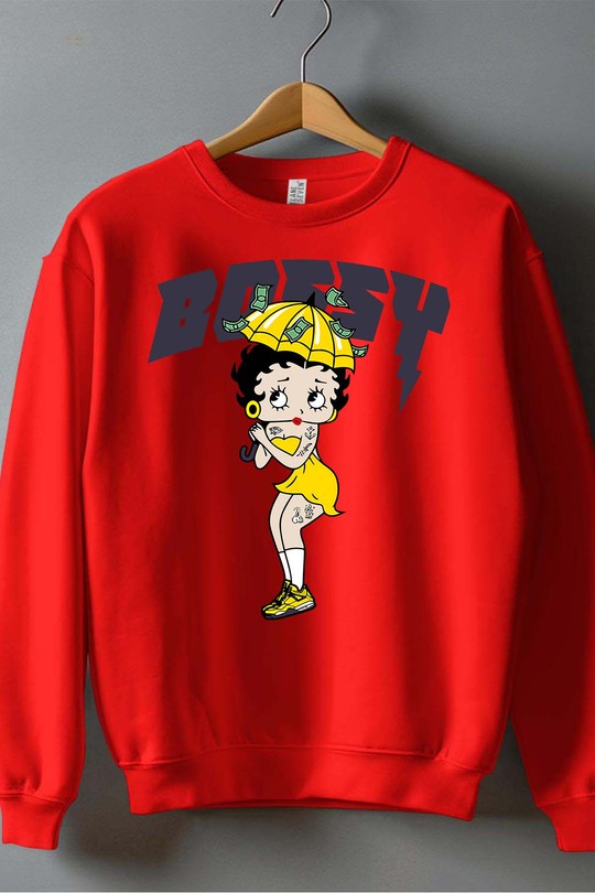 Princesse Urbaine - Sweat Col Rond Garçon-ROUGE