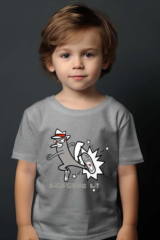 loup kick game - Tshirt Garçon-GRIS