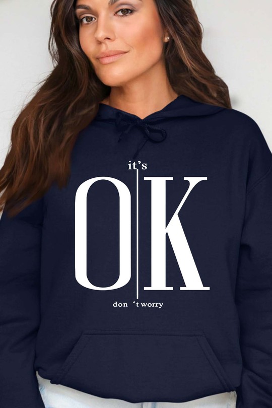 OK dont worry - Sweat Capuche Femme-MARINE