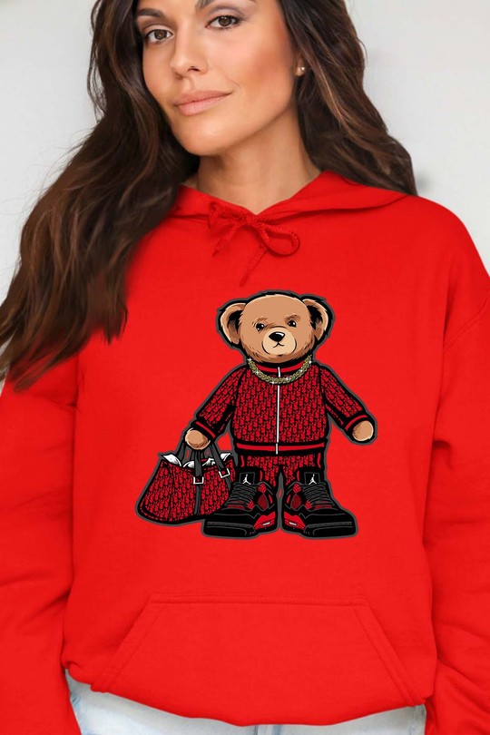 Ours Deluxe - Sweat Capuche Femme-ROUGE