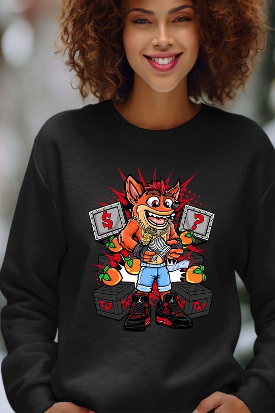 Crash Capital - Sweat Col Rond Femme-NOIR