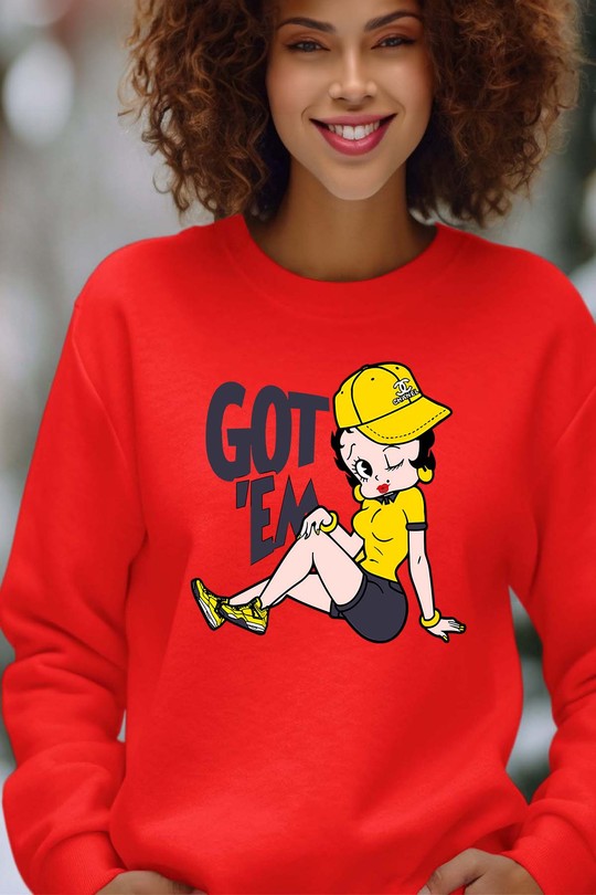 Gamin  GET EM - Sweat Col Rond Femme-ROUGE
