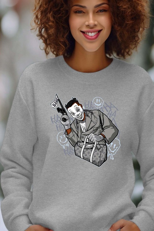 Graffeur Masqué - Sweat Col Rond Femme-GRIS