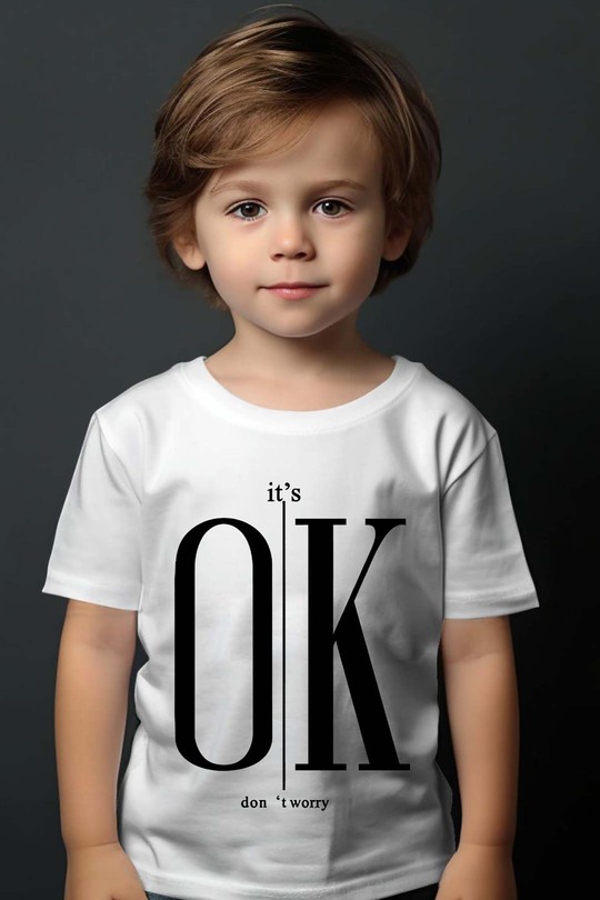 OK dont worry - Tshirt Garçon-BLANC