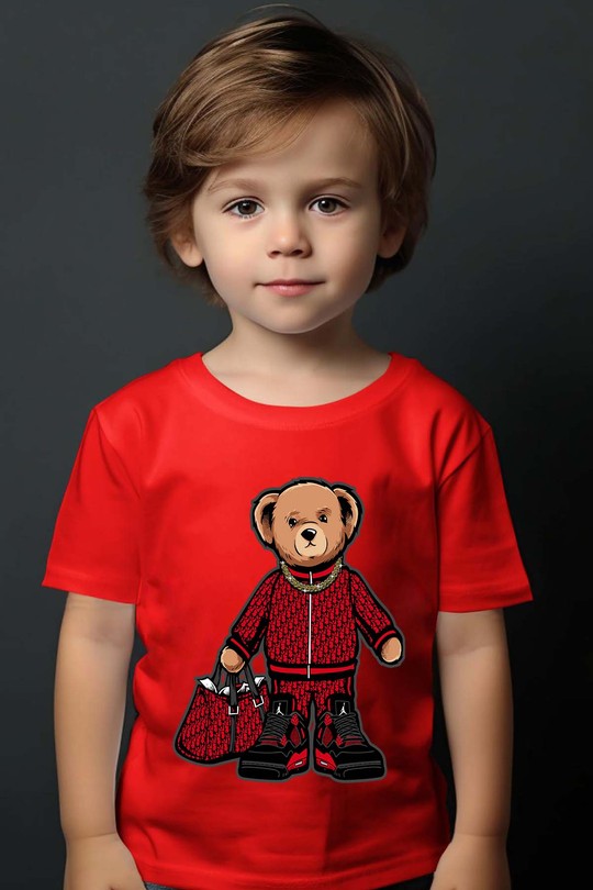 Ours Deluxe - Tshirt Garçon-ROUGE