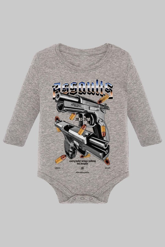 Gun Graphic-kamel-khedimallah - Body Manche longue bébé-GRIS
