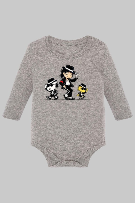Snoopy Michael Jackson - Body Manche longue bébé-GRIS